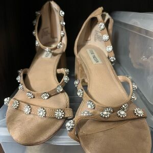 Steve Madden Tan Crystal Embellished low heel